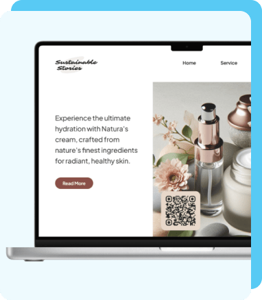 skincare product qr code on website